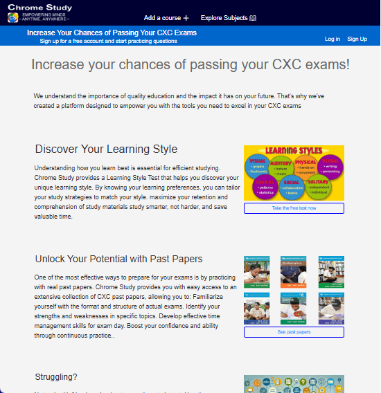 Chrome Study Website Screenshot