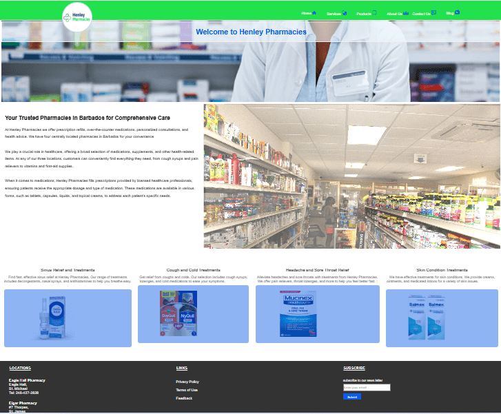 Henley Pharmacy Website Screenshot